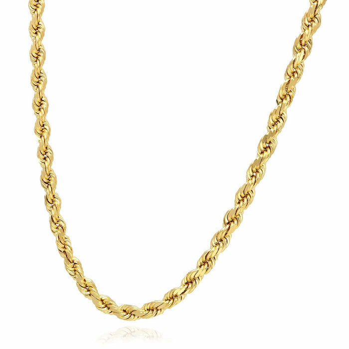 10K Yellow Gold 4.5mm Diamond-Cut Rope Chain (Solid Links) 18"-28"
