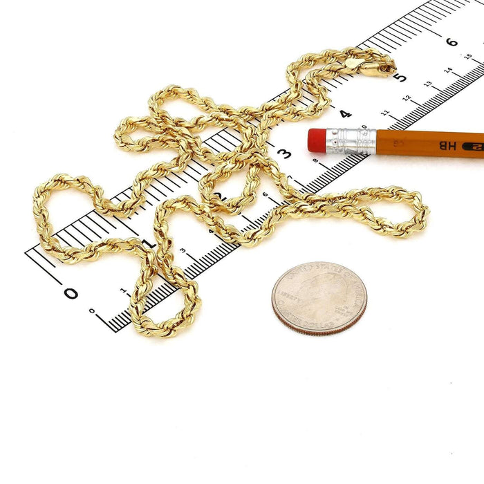 10K Yellow Gold 4.5mm Diamond-Cut Rope Chain (Solid Links) 18"-28"