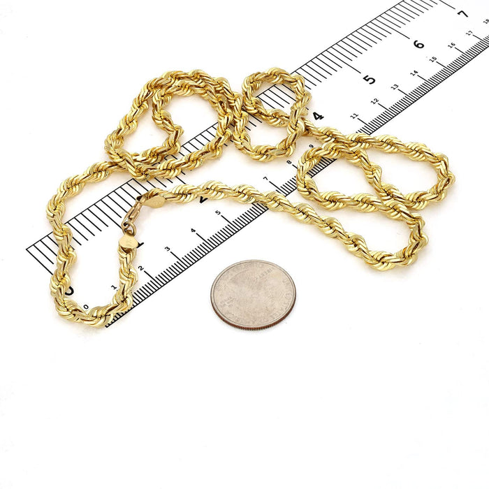 10K Yellow Gold 5mm Diamond-Cut Rope Chain (Solid Links) 18"-28"