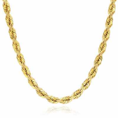 10K Yellow Gold 5mm Diamond-Cut Rope Chain (Solid Links) 18"-28"