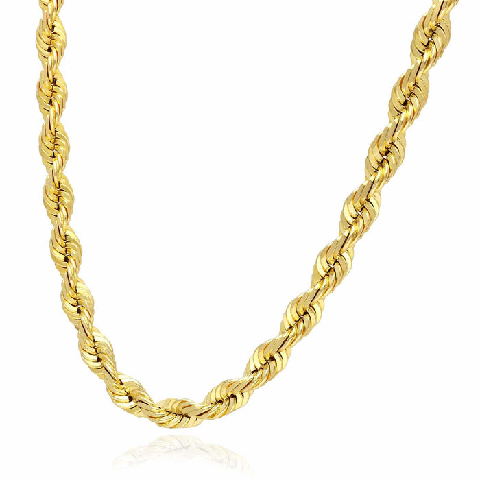 10K Yellow Gold 5mm Diamond-Cut Rope Chain (Solid Links) 18"-28"