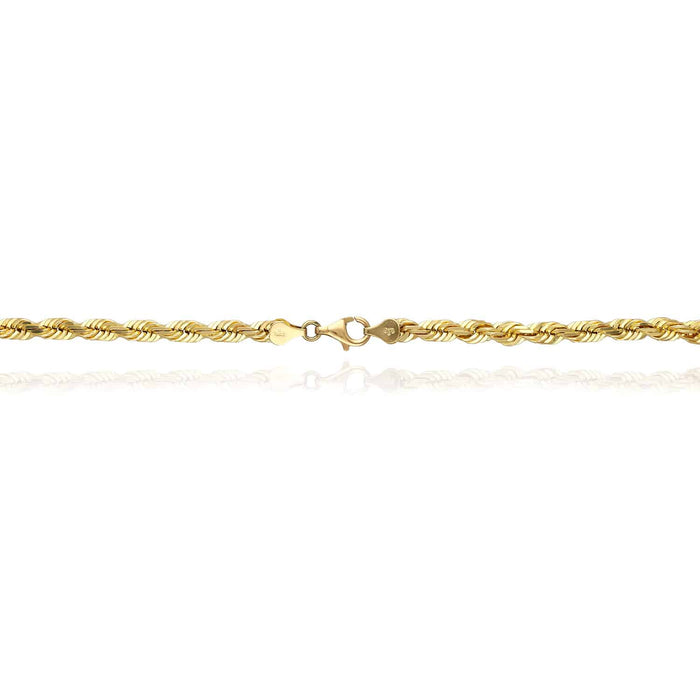 10K Yellow Gold 5mm Diamond-Cut Rope Chain (Solid Links) 18"-28"