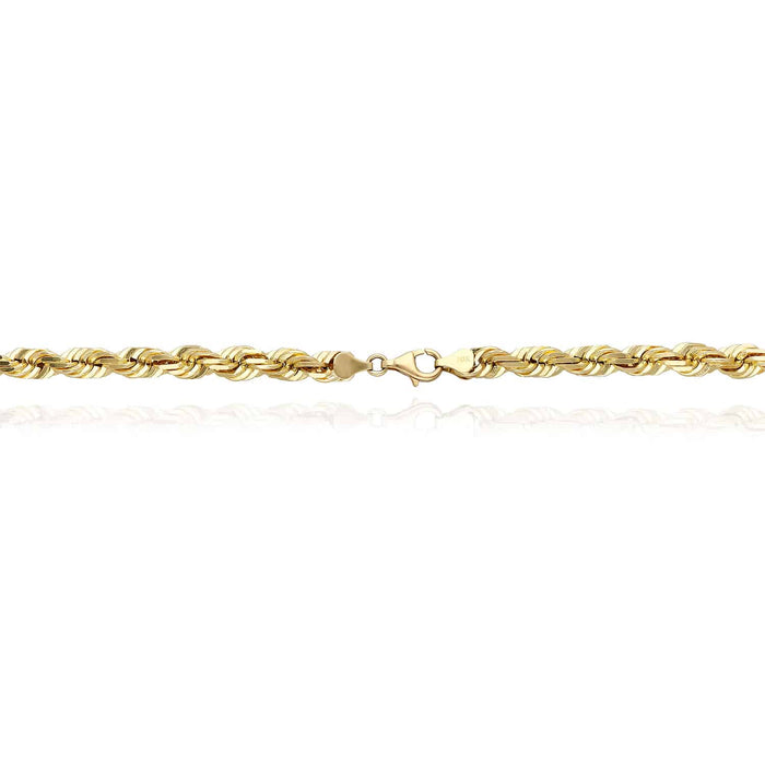 10K Yellow Gold 7mm Diamond-Cut Rope Chain (Solid Links) 18"-28"