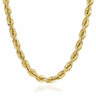 10K Yellow Gold 7mm Diamond-Cut Rope Chain (Solid Links) 18"-28"