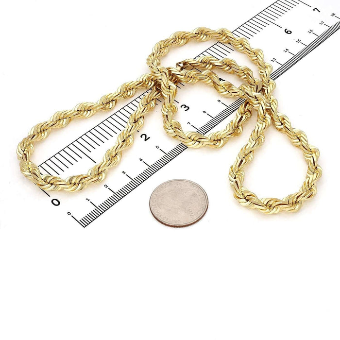 10K Yellow Gold 7mm Diamond-Cut Rope Chain (Solid Links) 18"-28"