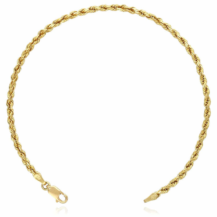 10K Yellow Gold 3mm-7.5mm Diamond-Cut Rope Bracelet (Solid Links) 8.5"