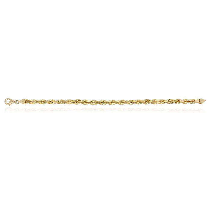 10K Yellow Gold 3mm-7.5mm Diamond-Cut Rope Bracelet (Solid Links) 8.5"