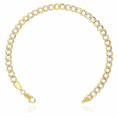 10K Gold Yellow Diamond-Cut 5mm, 6.5mm Hollow Cuban Bracelet 8"