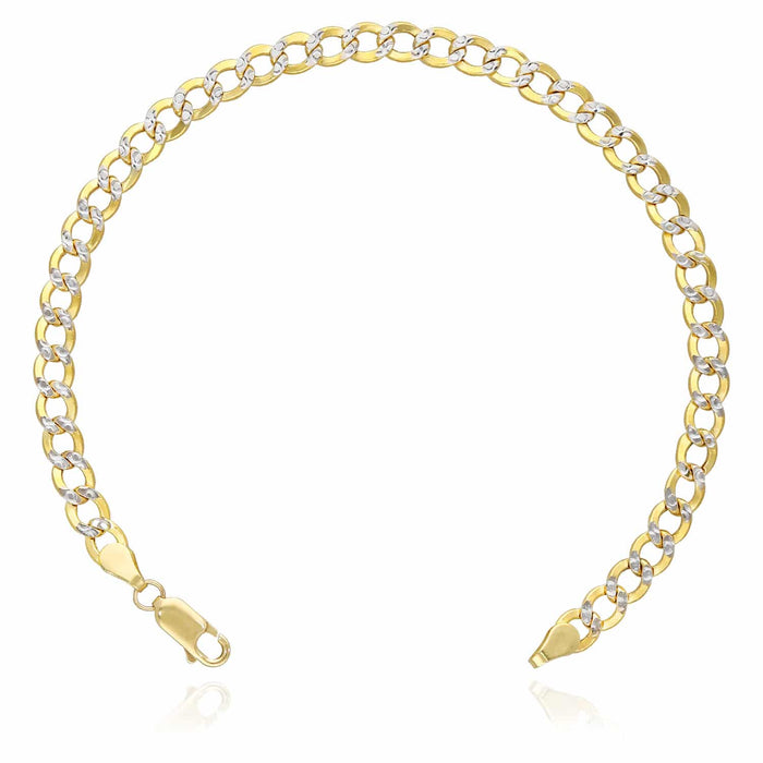 10K Gold Yellow Diamond-Cut 5mm, 6.5mm Cuban Bracelet (Hollow) 8"