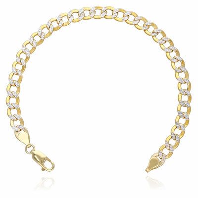 10K Gold Yellow Diamond-Cut 5mm, 6.5mm Cuban Bracelet (Hollow) 8"