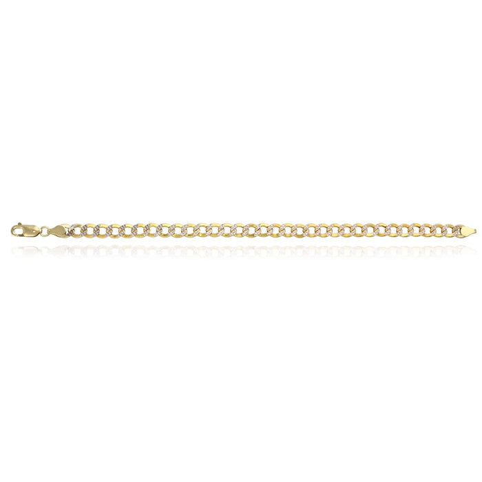 10K Gold Yellow Diamond-Cut 5mm, 6.5mm Cuban Bracelet (Hollow) 8"