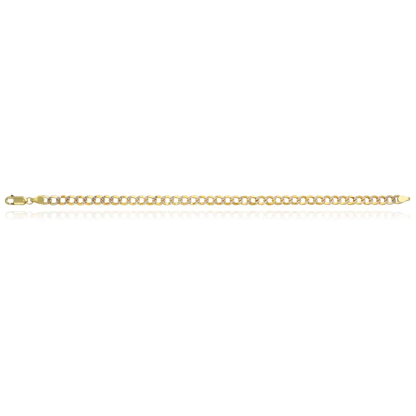10K Gold Yellow Diamond-Cut 5mm, 6.5mm Hollow Cuban Bracelet 8"