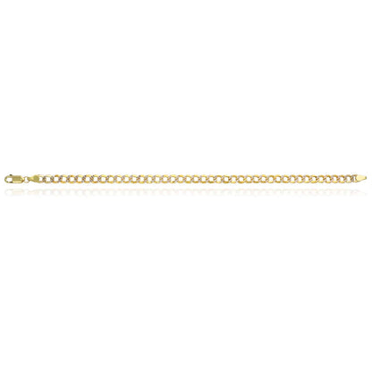 10K Gold Yellow Diamond-Cut 5mm, 6.5mm Hollow Cuban Bracelet 8"