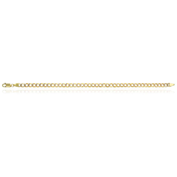 10K Gold Yellow Diamond-Cut 5mm, 6.5mm Cuban Bracelet (Hollow) 8"