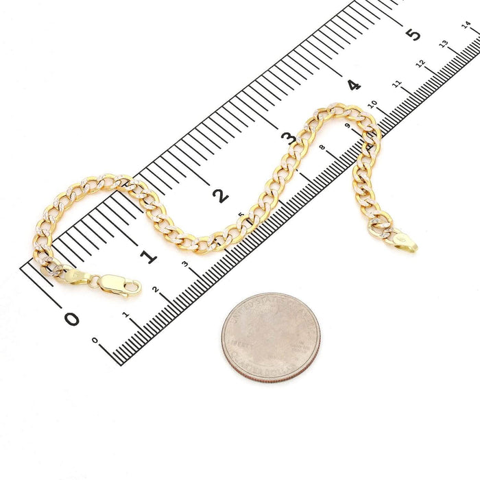 10K Gold Yellow Diamond-Cut 5mm, 6.5mm Cuban Bracelet (Hollow) 8"