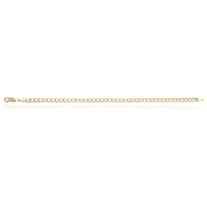10K Gold Yellow Diamond-Cut 3.5mm-4.5mm Cuban Bracelet (Hollow) 8"
