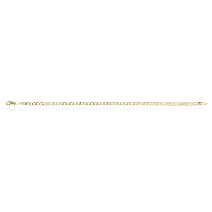10K Gold Yellow Diamond-Cut 3.5mm-4.5mm Cuban Bracelet (Hollow) 8"