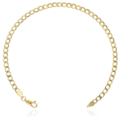 10K Gold Yellow Diamond-Cut 3.5mm-4.5mm Cuban Bracelet (Hollow) 8"