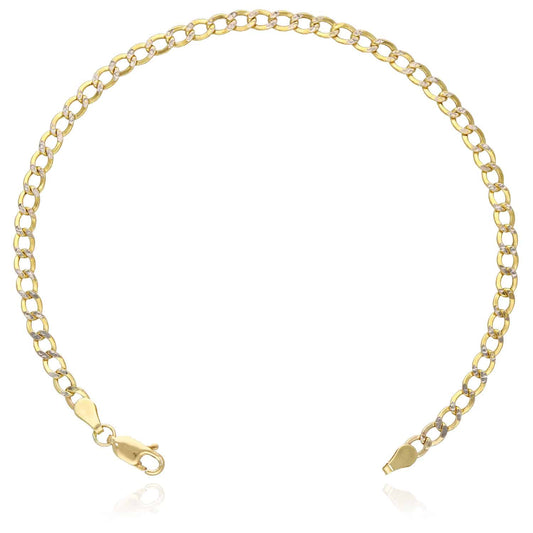 10K Gold Yellow Diamond-Cut 3.5mm-4.5mm Hollow Cuban Bracelet 8"