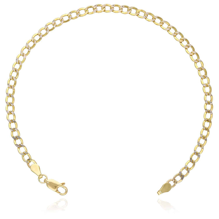 10K Gold Yellow Diamond-Cut 3.5mm-4.5mm Cuban Bracelet (Hollow) 8"
