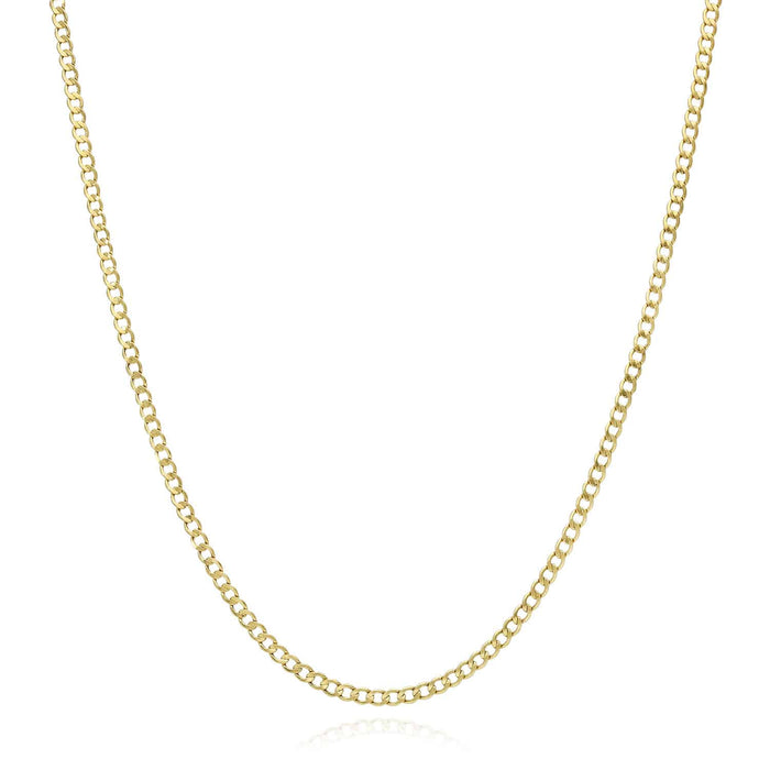 10K Yellow Gold 2mm Cuban Curb Chain (Hollow) 16"-26"