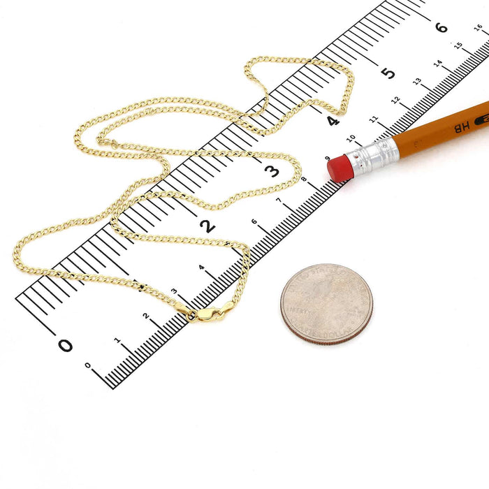 10K Yellow Gold 2mm Cuban Curb Chain (Hollow) 16"-26"