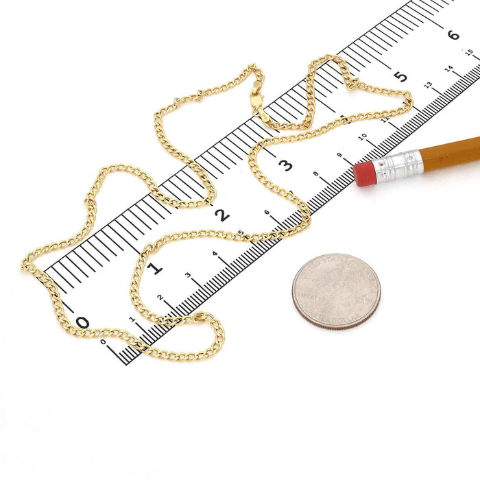 Kids 10K Yellow Gold 2.6mm Cuban Curb Chain (Hollow) 16"-20"