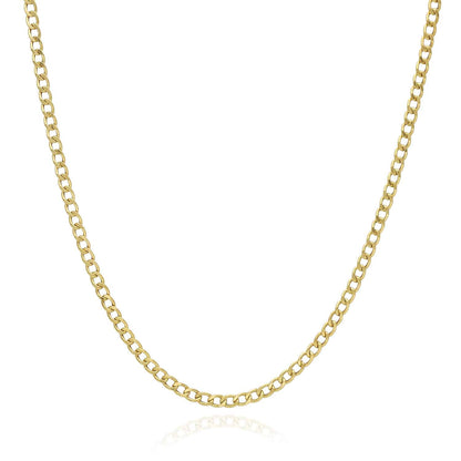 Kid's 10K Yellow Gold 2.6mm Hollow Cuban Curb  Chain 16" - 20"
