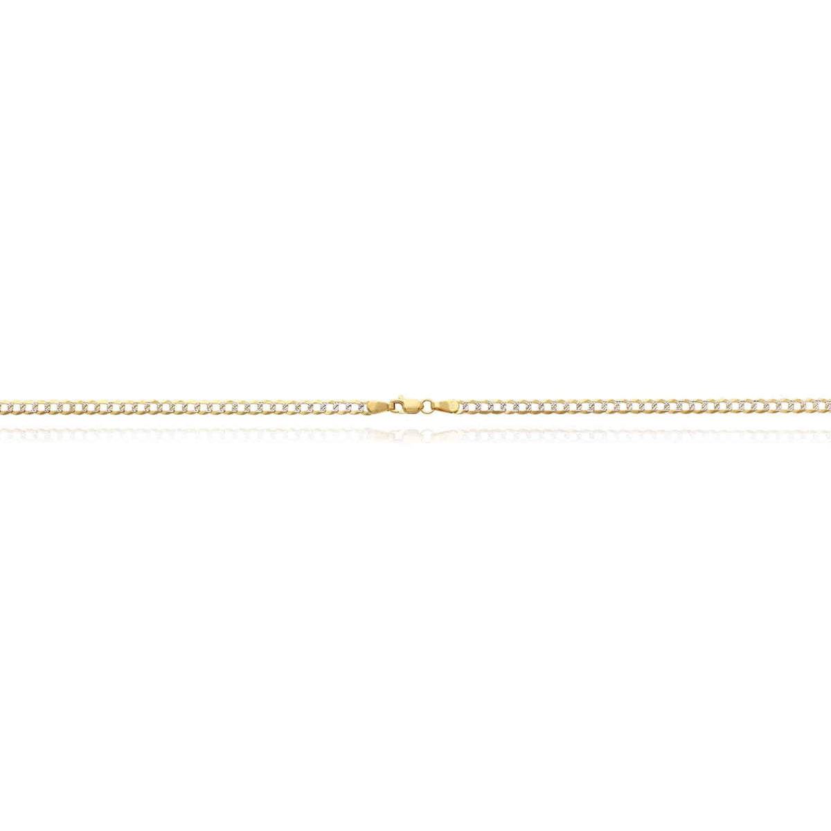 14K Yellow Gold 3.2mm Diamond-Cut Pave Cuban Curb Chain (Solid Links) 16"-26"