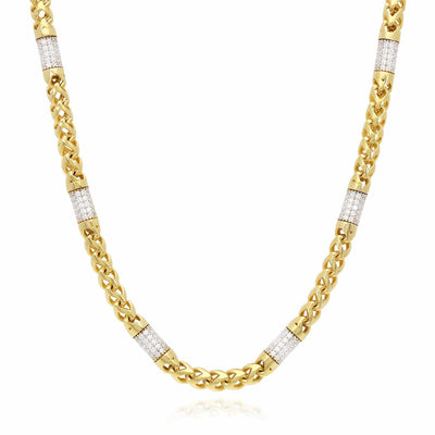 14K Yellow Gold 5mm Round Franco CZ Bullet Chain (Hollow) 22"-26"