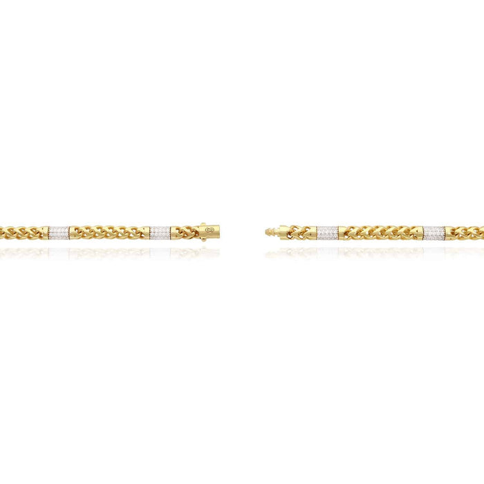 14K Yellow Gold 5mm Round Franco CZ Bullet Chain (Hollow) 22"-26"