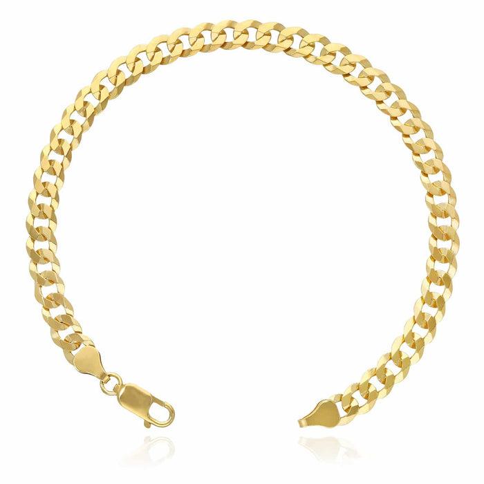 18K Yellow Gold Over Sterling Silver 6.5mm Cuban Bracelet (Solid Links) 7"-9"