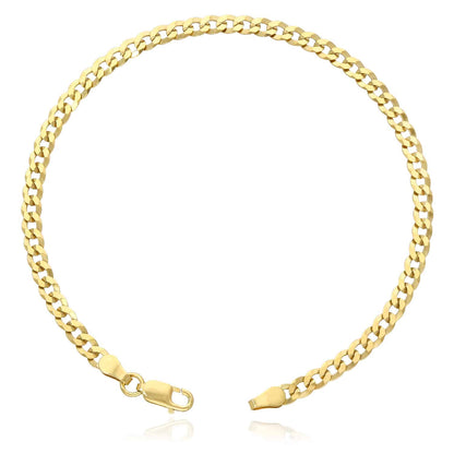Solid 18K Yellow Gold Over Silver 3.6mm Cuban-Curb Bracelet 7" 8"