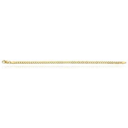 Solid 18K Yellow Gold Over Silver 3.6mm Cuban-Curb Bracelet 7" 8"