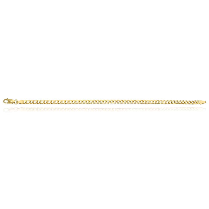 18K Yellow Gold Over Silver 3.6mm Cuban Curb Bracelet (Solid Links) 7"-8"