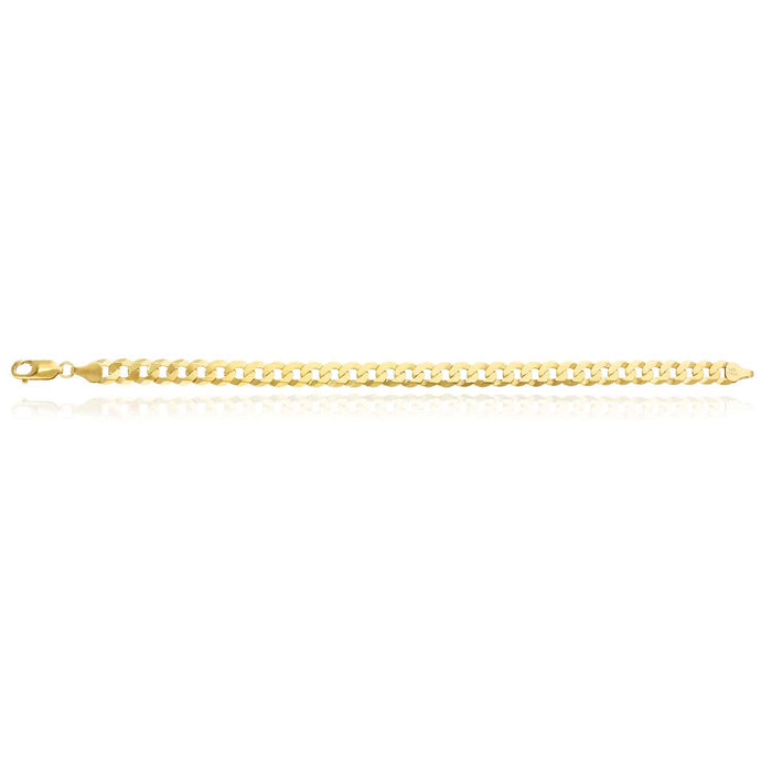 Yellow Gold Over Silver 7.2mm Cuban Bracelet (Solid Links) 7"-9.2"
