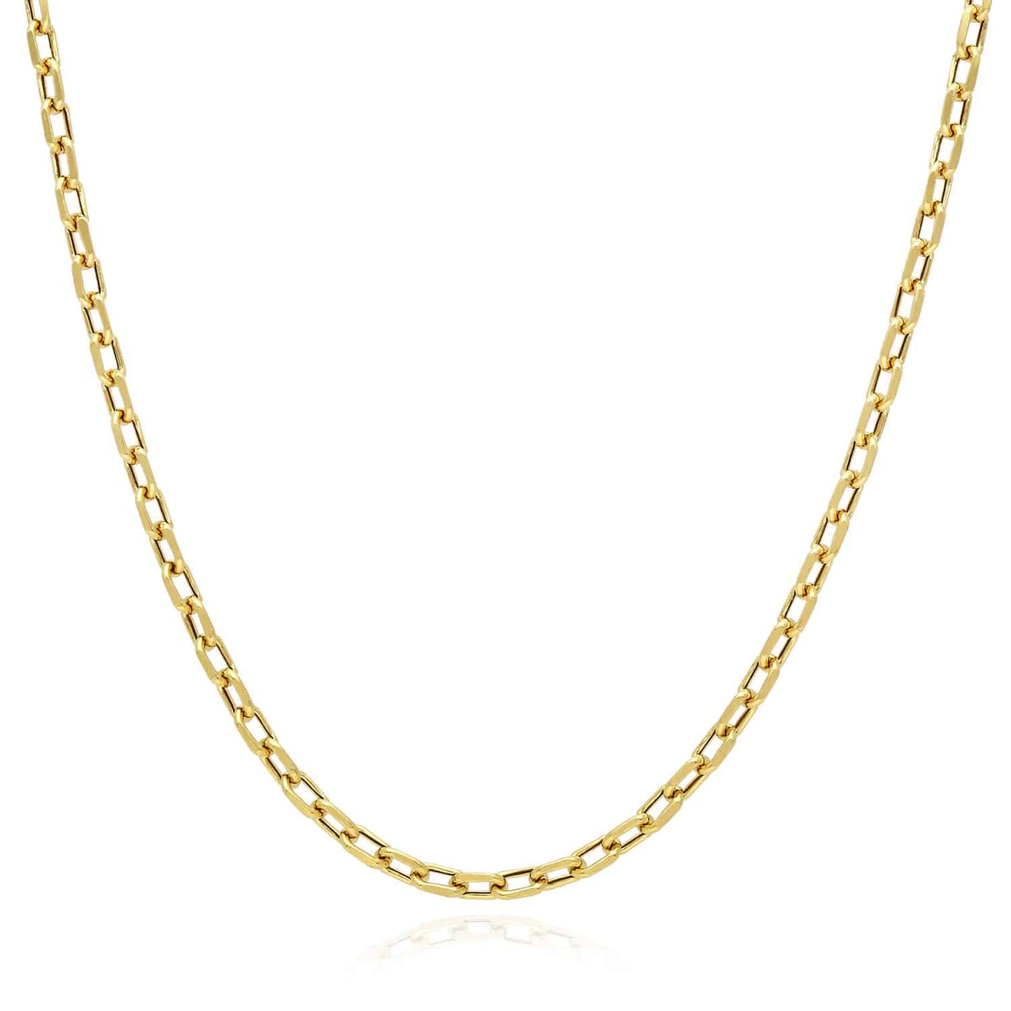 14K Yellow Gold 3mm Hollow Diamond Cut Oval Cable Chain 20" 22" 24" 26"