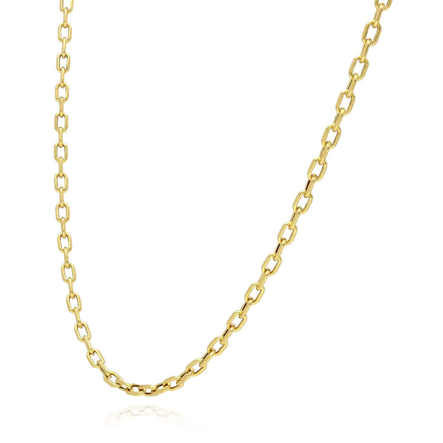 14K Yellow Gold 3mm Hollow Diamond Cut Oval Cable Chain 20" 22" 24" 26"