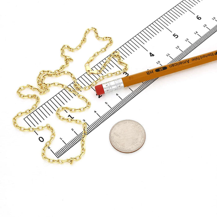 14K Yellow Gold 3mm Diamond-Cut Oval Cable Chain (Hollow) 20"-26"