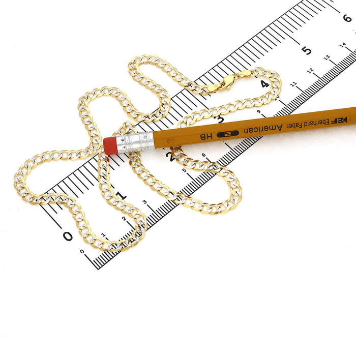 10K Yellow Gold 4.6mm Diamond-Cut Pave Cuban Chain (Solid Links) 18"-26"