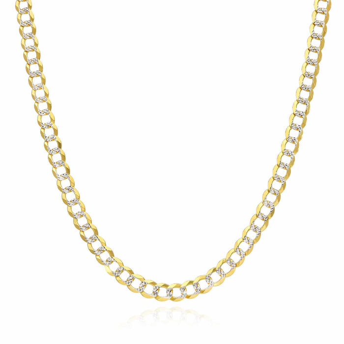 10K Yellow Gold 4.6mm Diamond-Cut Pave Cuban Chain (Solid Links) 18"-26"