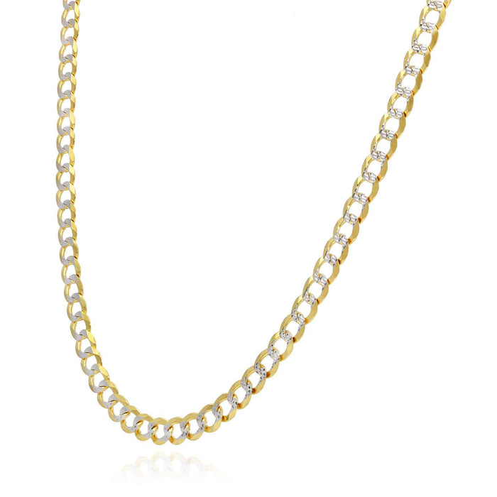 10K Yellow Gold 4.6mm Diamond-Cut Pave Cuban Chain (Solid Links) 18"-26"