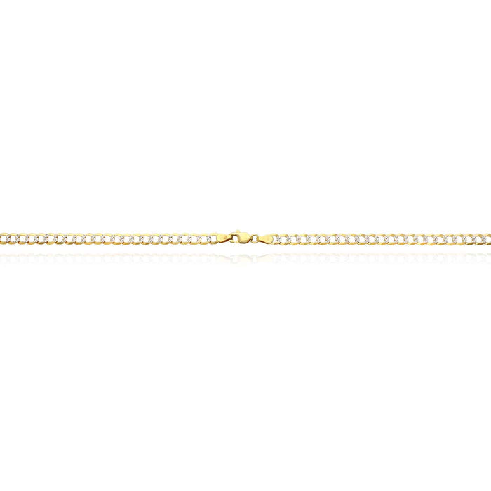 10K Yellow Gold 4.6mm Diamond-Cut Pave Cuban Chain (Solid Links) 18"-26"