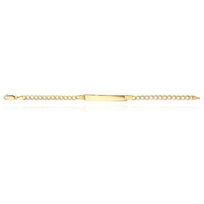Engravable 14K Yellow Gold Diamond-Cut Cuban Curb Personalized ID Bracelet (Solid Links) 7.5"