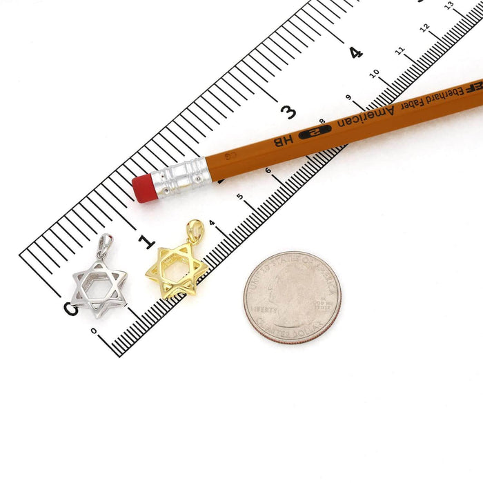 Yellow White 14K Gold Over Silver Star of David Magen David Pendant