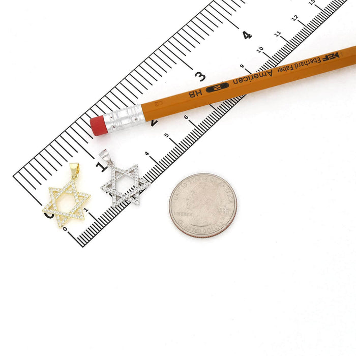 14k Gold Over Silver CZ Star of David Magen David Pendant 1"