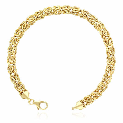 14K Yellow Gold 6mm Byzantine Bracelet (Hollow) 7.5"-8"