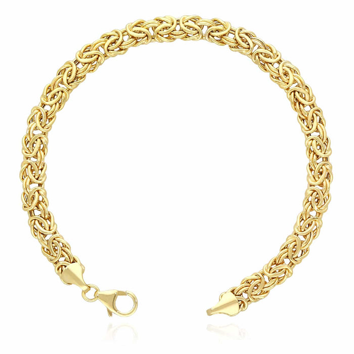 14K Yellow Gold 6mm Byzantine Bracelet (Hollow) 7.5"-8"