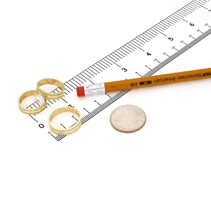 14K Gold 3CTW CZ Engagement Rings Wedding Band His & Hers Set