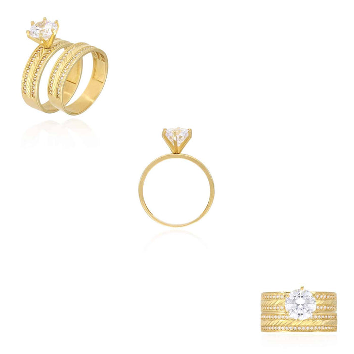 14K Gold 3CTW CZ Engagement Rings Wedding Band His & Hers Set